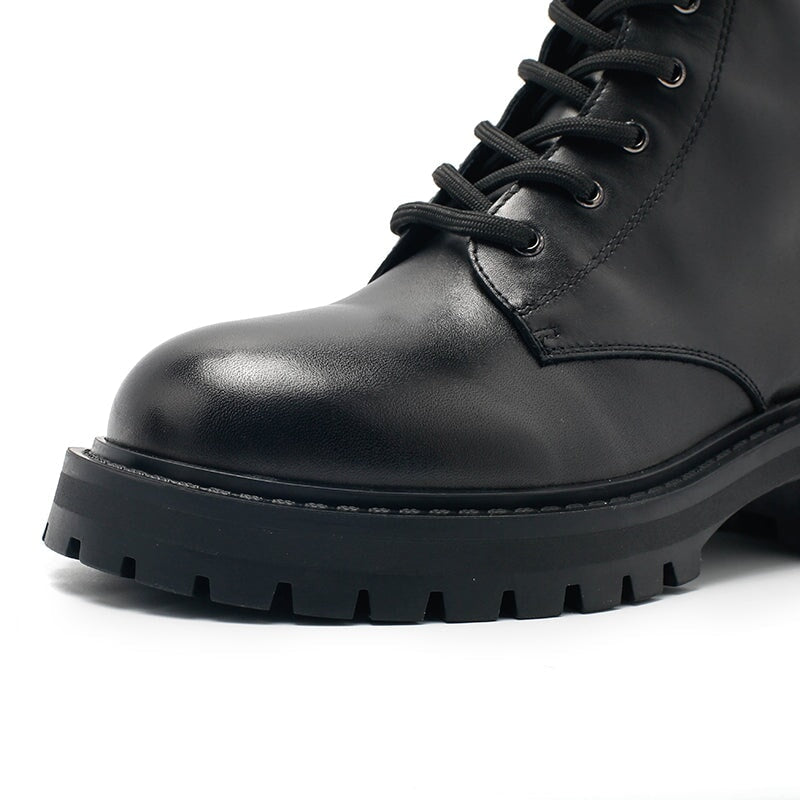Fashion Leather Combat Boots Designer Retro Chunky Riding Boots
