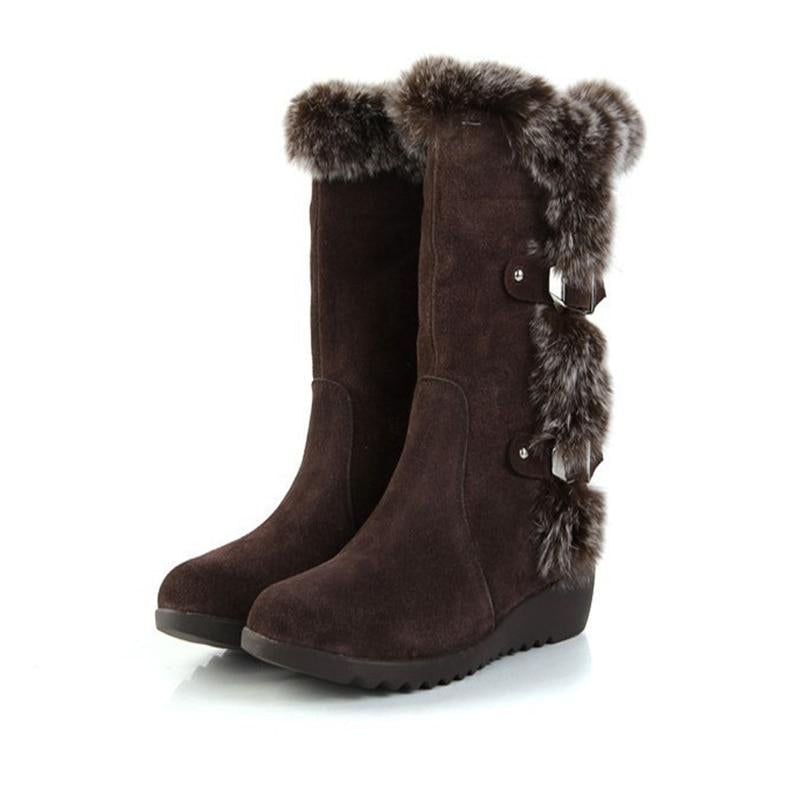 Winter Women Mid Calf Boots High Tube Classic Thick Fleece Models Snow Boots