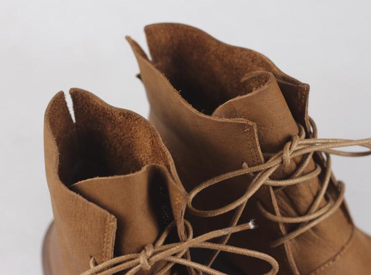 Women Retro Boots Lace Up Soft Leather Oxford Casual Walking Booties Brown/Black