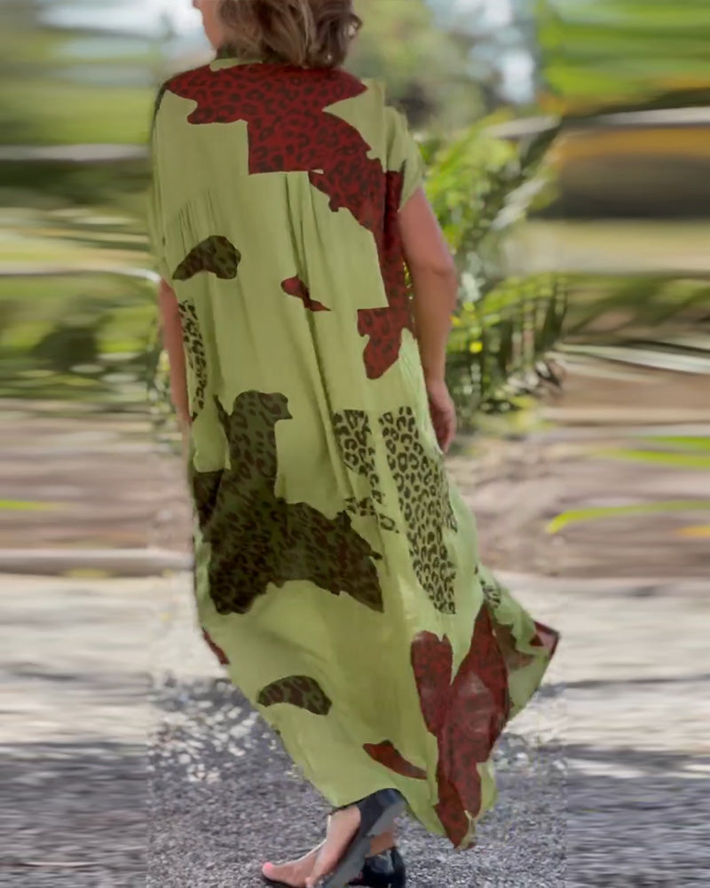 Short Sleeve Leopard Print Dress