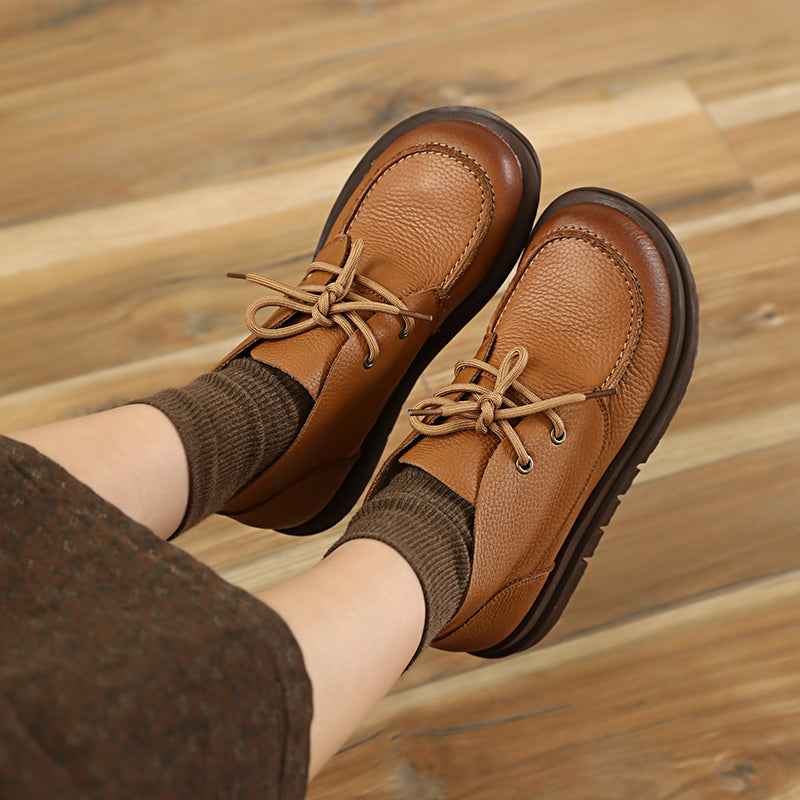 Soft Leather Ankle Boots Retro Round Toe Short Boots Women Mori Girl Boots Handmade