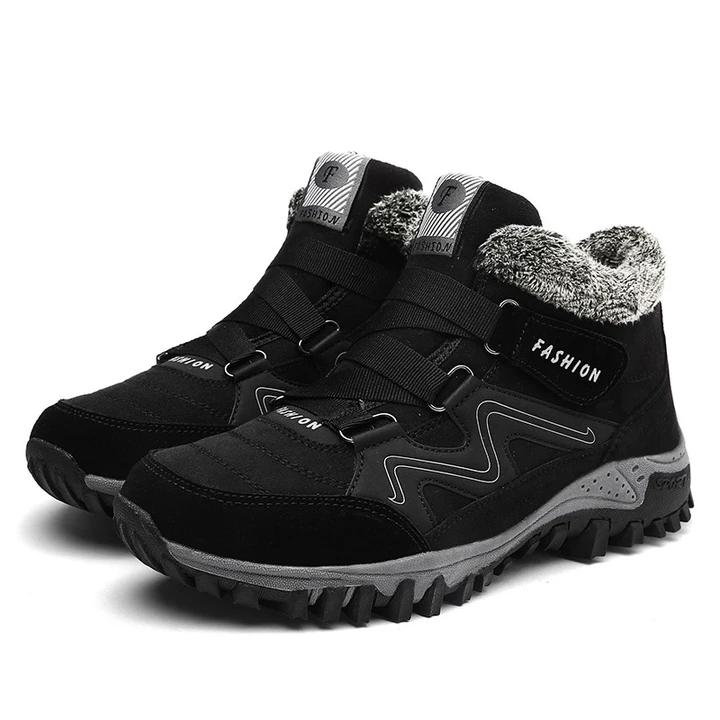 Men's and women's winter thermal velvet velcro buckle trendy joker hiking sneakers