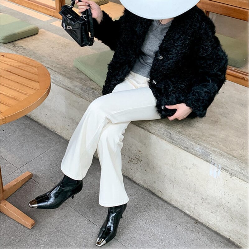 Classic Slimming Boots Elegant Glove-Like Ankle Boots Kitty Heel Side Zipper Boots