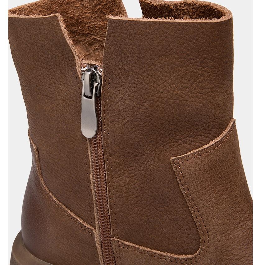 Waxing Leather Short Boots for Winter Side Zipper Chelsea Boots Black/Coffee