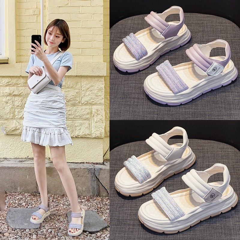 Women's Thick-soled Height Increasing White Summer Breathable Sandals