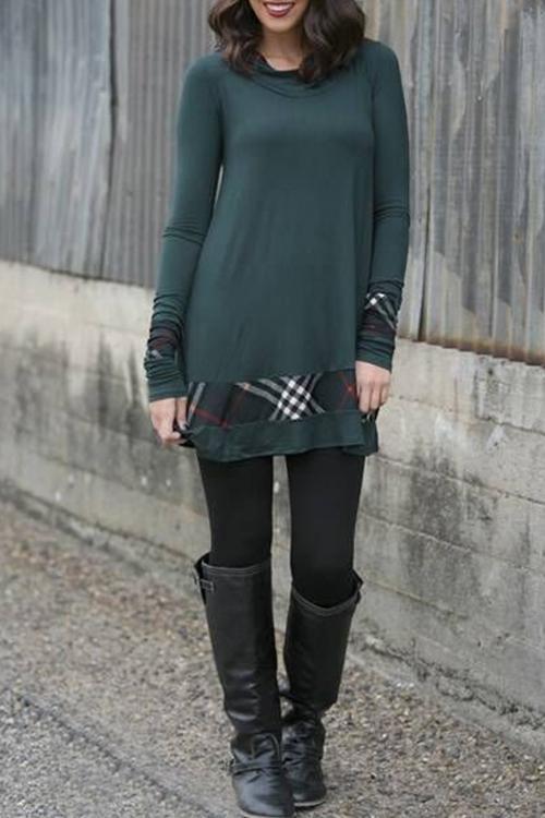 Contrast Hooded Long Sleeve Women's Dress