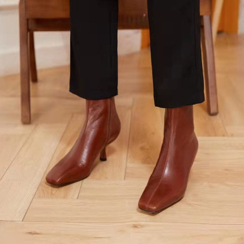 Classic Slimming Boots Elegant Glove-Like Ankle Boots Kitty Heel Side Zipper Boots