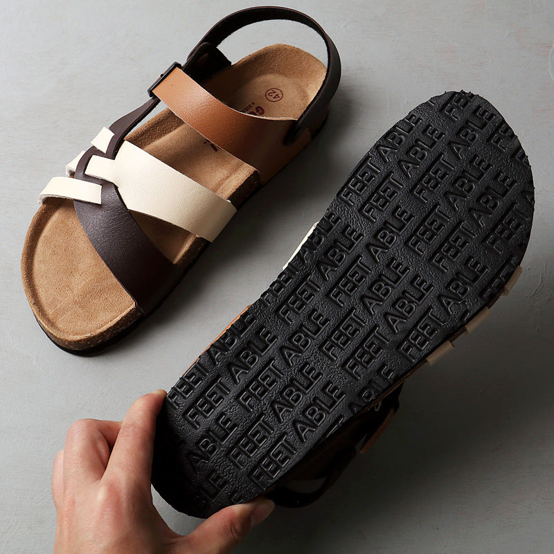 Men's Two-way Summer Large Size Flat Bottom Sandals