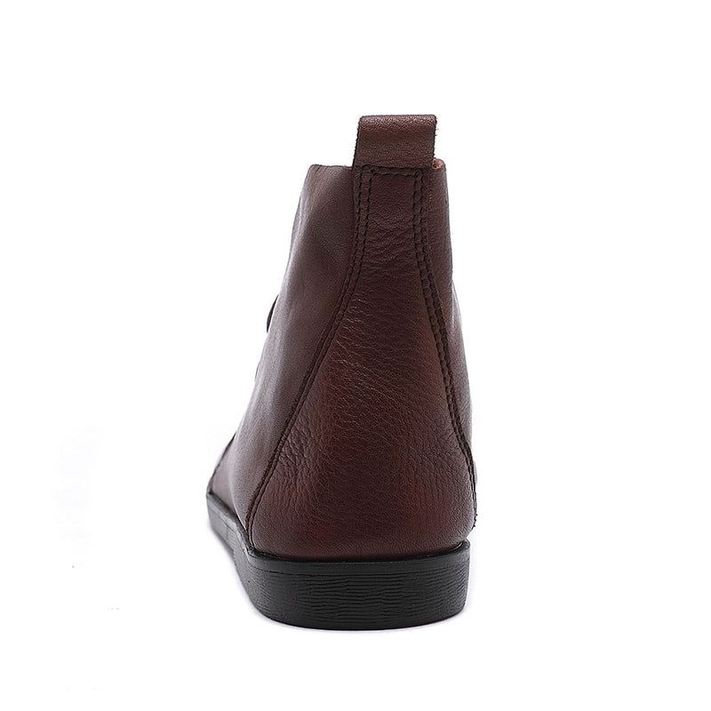 Handmade Soft Leather Ankle Boots Retro Round Toe Short Boots Women Mori Girl Boots