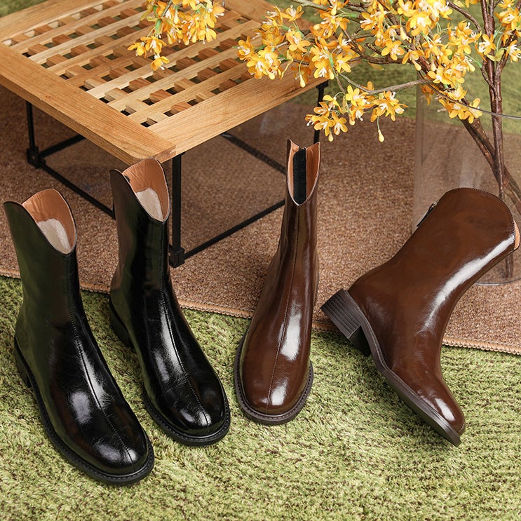 Handmade Genuine Leather Short Boots for Women