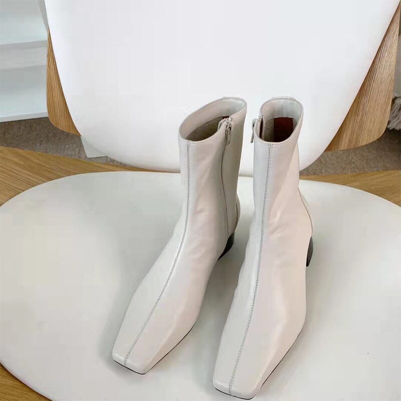 Classic Slimming Boots Elegant Glove-Like Ankle Boots Mid Heel Side Zipper Boots