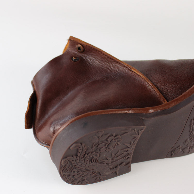 Handmade Leather Chelsea Boots For Women Soft Ankle Boots Retro Round Toe Short Boots For Fall And Winter Coffee/Black