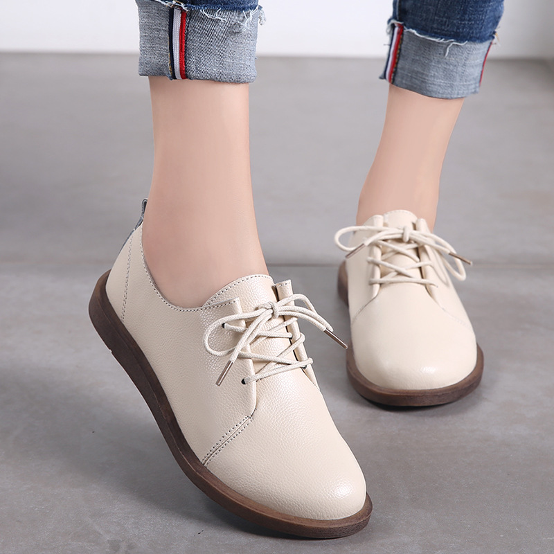 Women Coze Vegan Leather Lace Up Flat Shoes