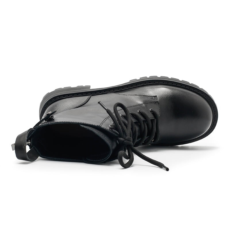 Fashion Leather Combat Boots Designer Retro Chunky Riding Boots
