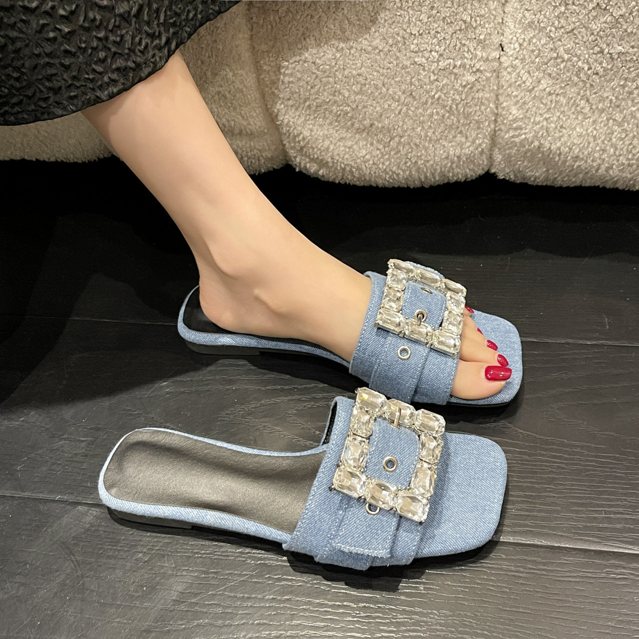 Women's Summer Flat Square Toe Sexy Fashion Sandals