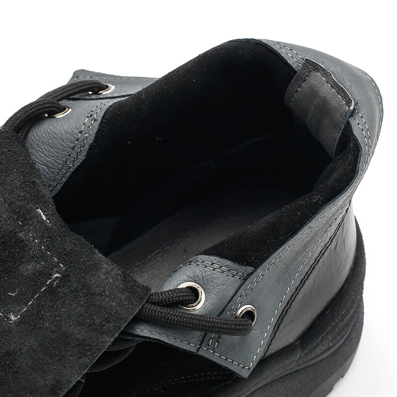 Leather Boots Designer Retro Chunky Riding Boots Handmade in Black/Black Short Plush