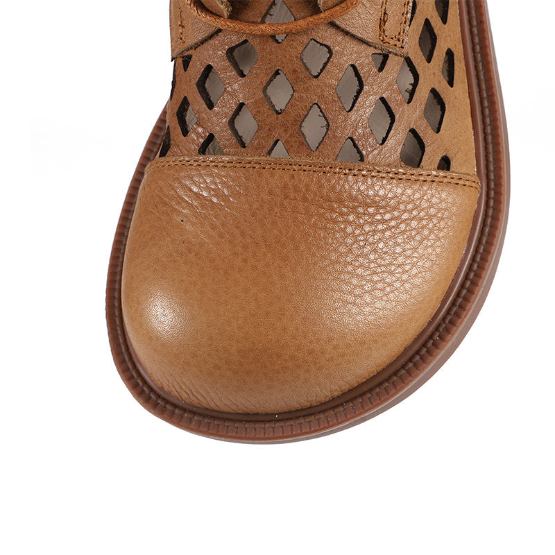 Handmade Leather Boots For Women in Black/Brown - Summer Ankle Boots