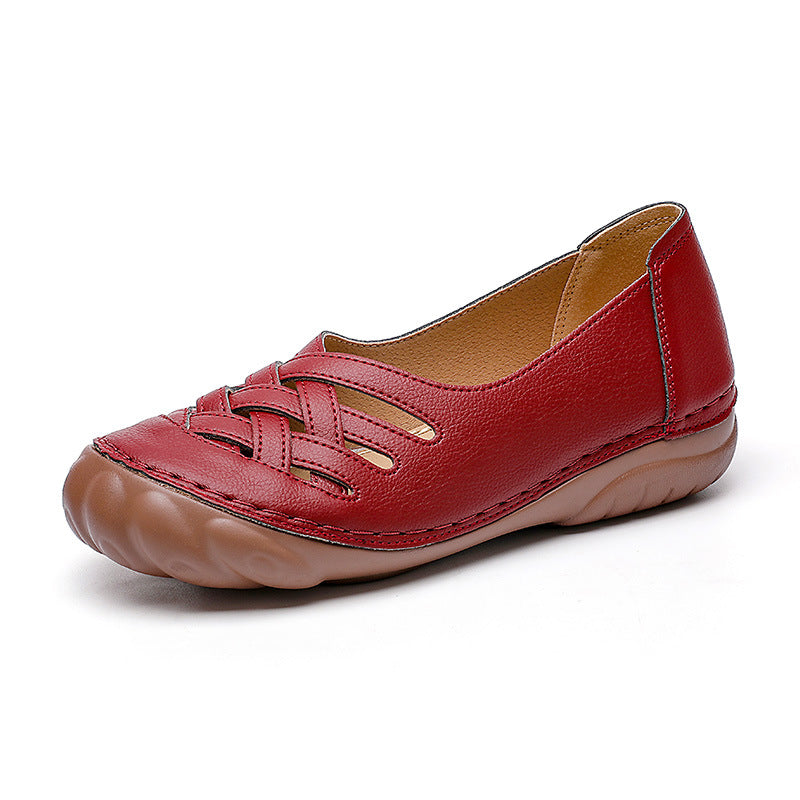 Women Comfy Soft Color Hollow Out Slip-On Flat Loafers Shoes