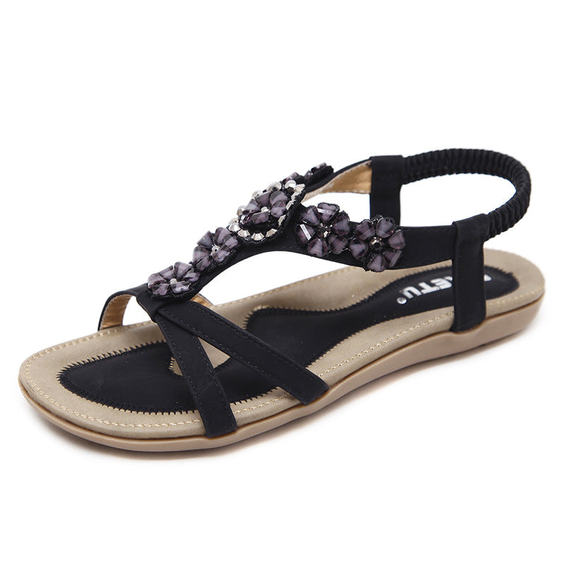 Rhinestones Flats Casual Sandals For Women Dressy
