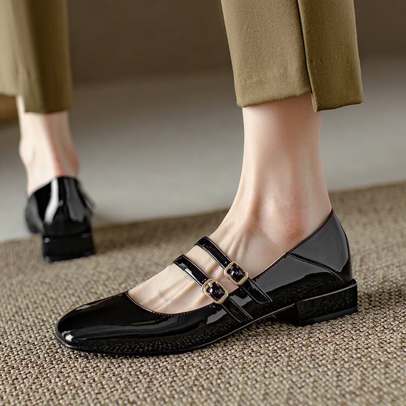 Kaylin Square Toe Block Heels Mary Jane Shoes
