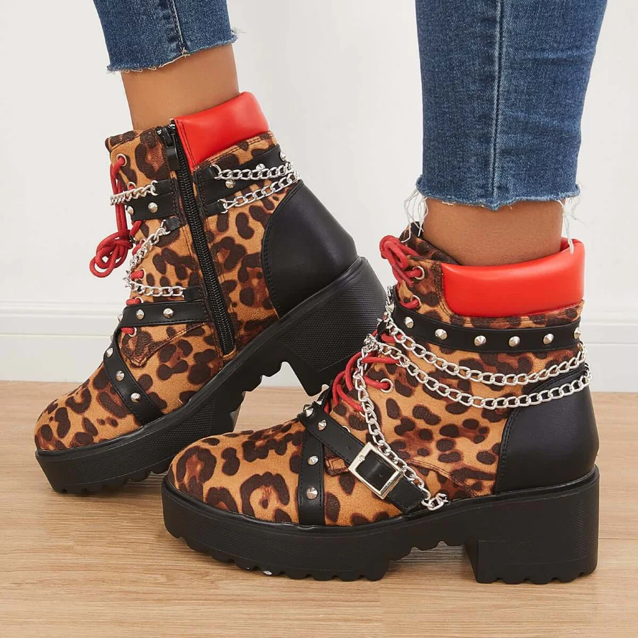 Platform Chunky Sole Combat Booties Side Zip Ankle Boots