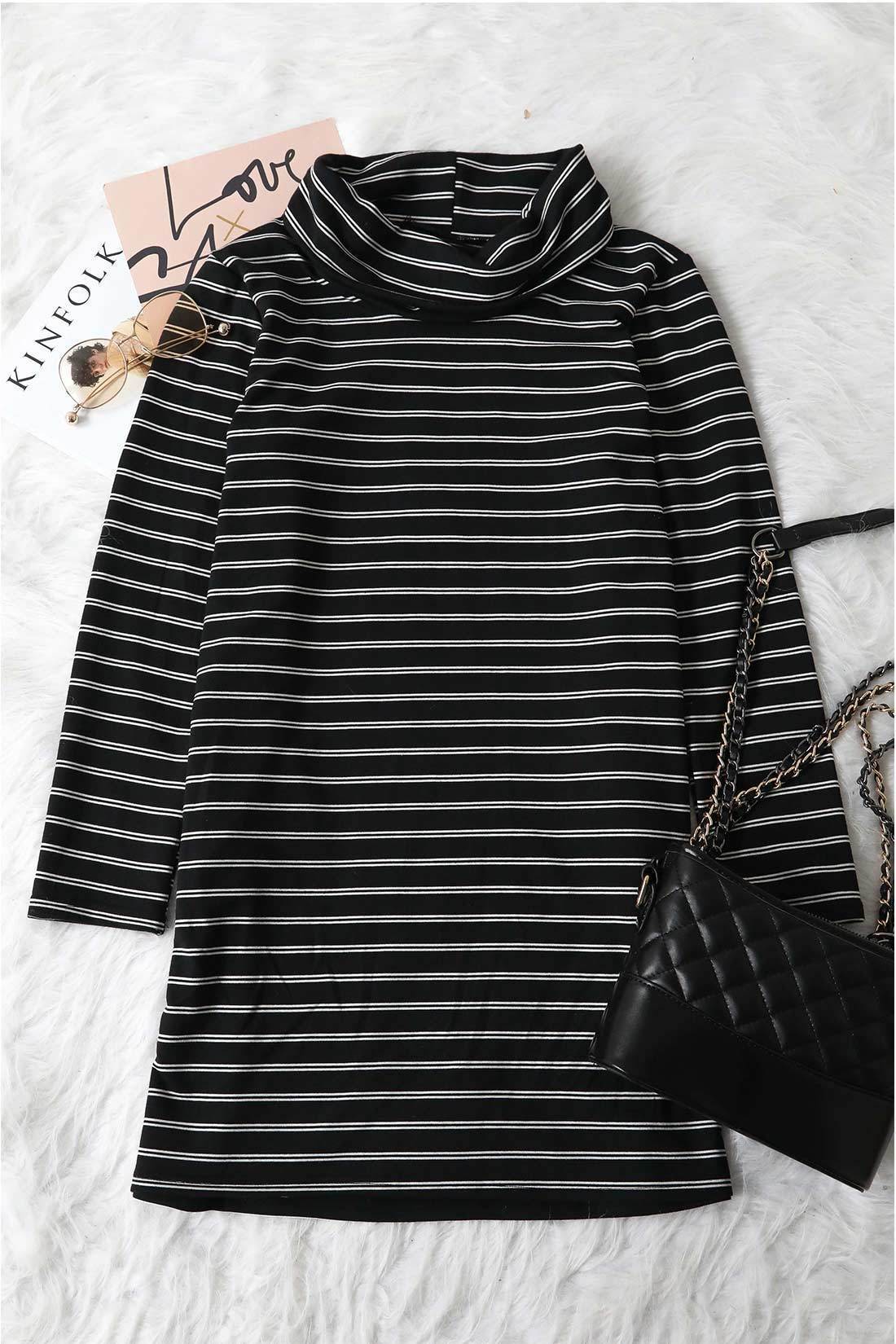 Striped Knee Length Dress