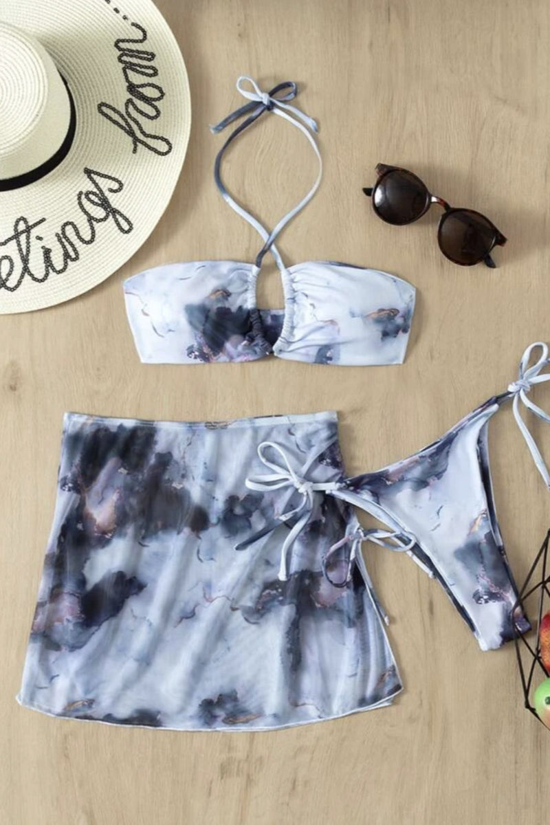 Drawstring Tie-dye Swimsuit