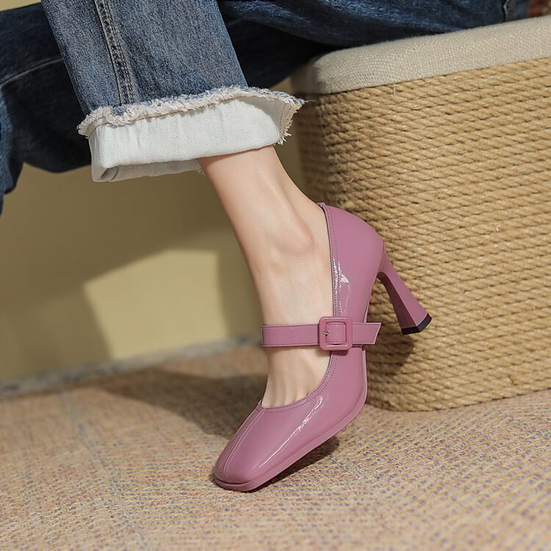 Kadedra Square Toe Stiletto Mary Jane Shoes
