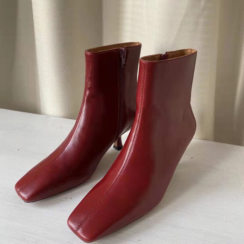 Classic Slimming Boots Elegant Glove-Like Ankle Boots Kitty Heel Side Zipper Boots