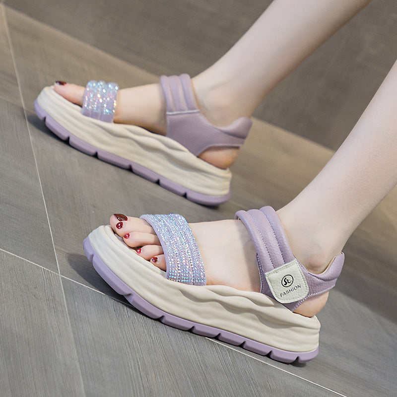 Women's Thick-soled Height Increasing White Summer Breathable Sandals