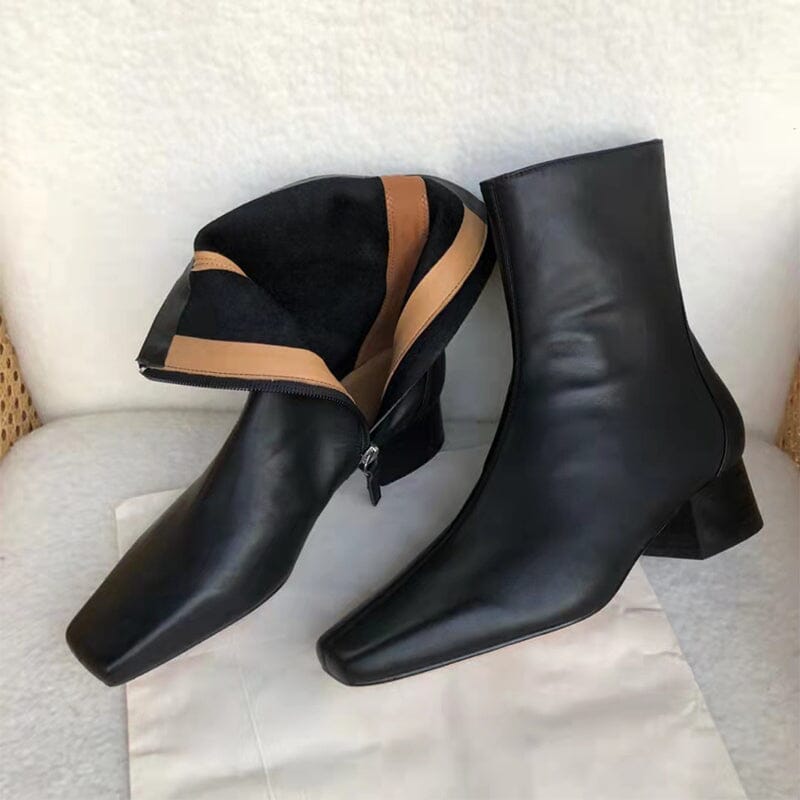 Classic Slimming Boots Elegant Glove-Like Ankle Boots Mid Heel Side Zipper Boots