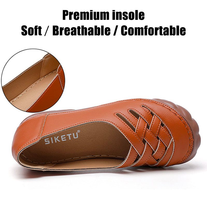 Women Comfy Soft Color Hollow Out Slip-On Flat Loafers Shoes