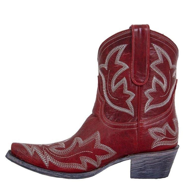 Women's Floral Embroidered Cowboy Boots Chunky Heel Short Pointed Toe Cowgirl Boots