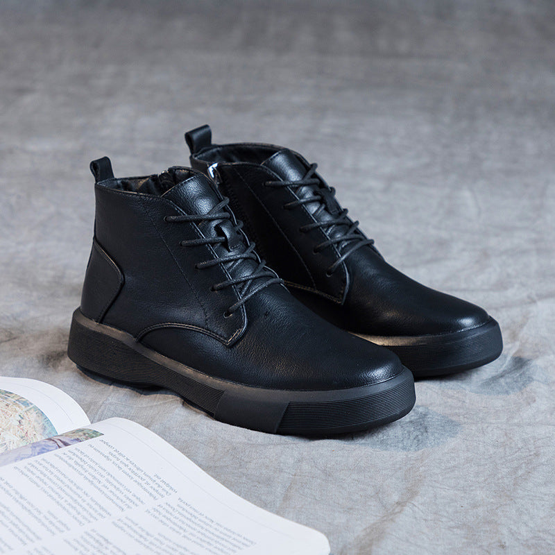 Women Arch Spupport Leather Ankle Boots Warm Femme Short Boots Waterproof Shoes