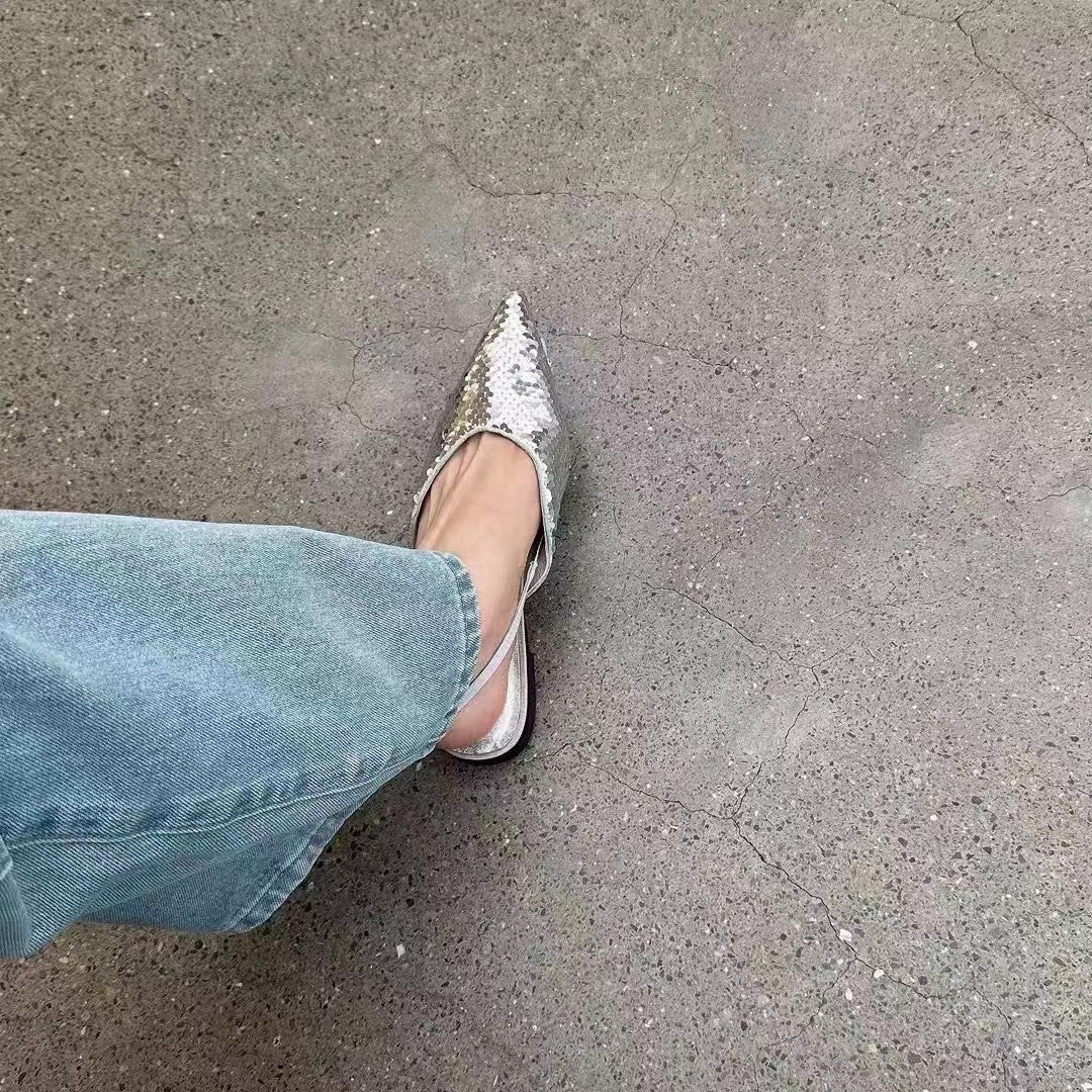 Women's Wear Pointed Toe Back Strap Low Sandals
