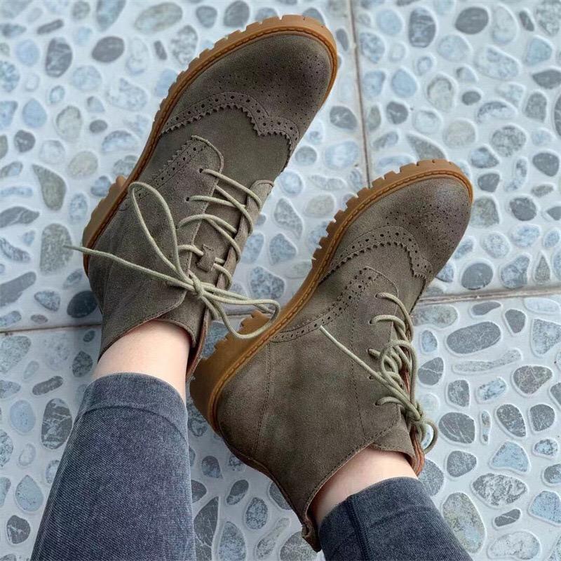 Handmade Suede Leather Wingtip Brogue Boots Black/Khaki