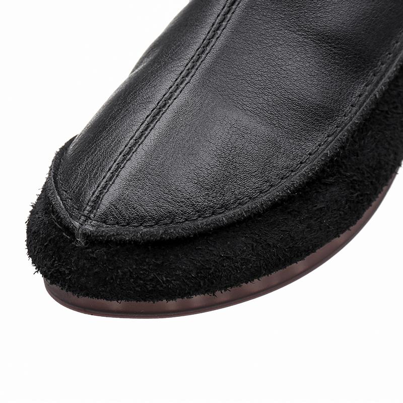 Handmade Leather Chelsea Boots For Women Soft Short Boots Retro Round Toe For Fall And Winter Coffee/Black
