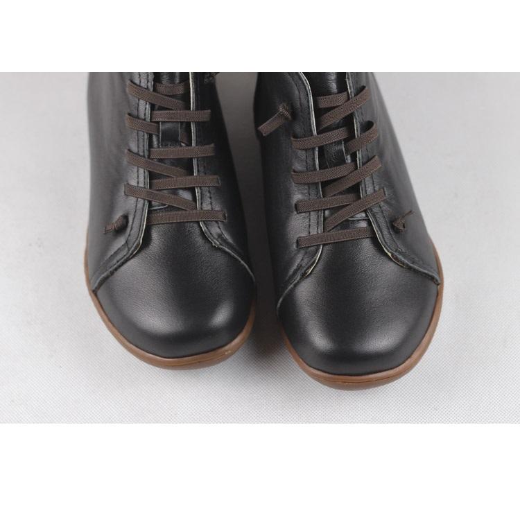 Retro Women Leather Ankle Boots Casual Walking Boots Soft Sole Flats Loafers