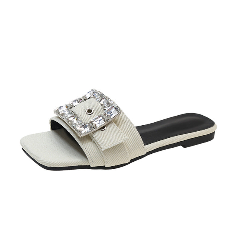 Women's Summer Flat Square Toe Sexy Fashion Sandals