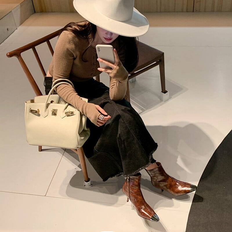 Classic Slimming Boots Elegant Glove-Like Ankle Boots Kitty Heel Side Zipper Boots