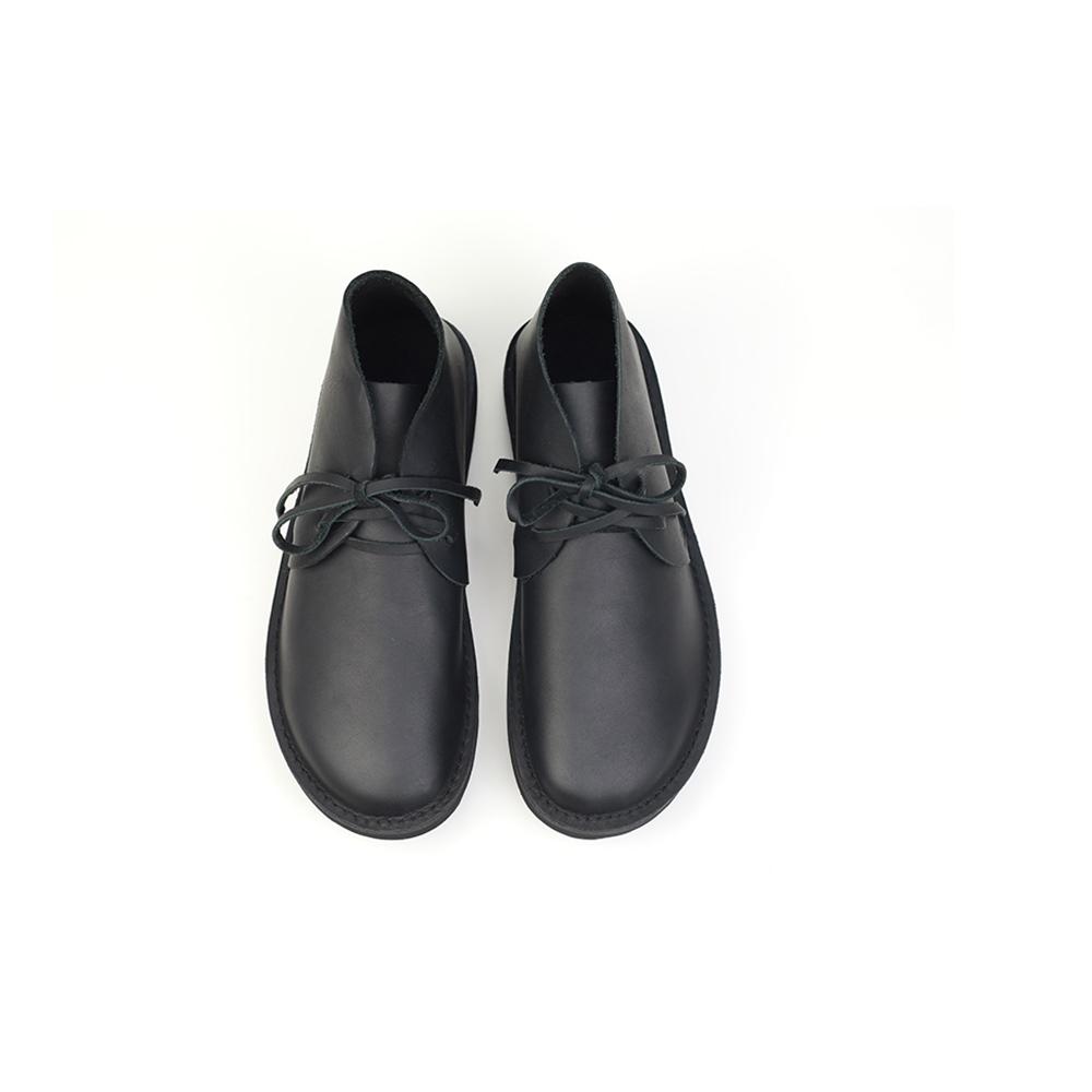 Middle English-Womens Handmade Full Grain Leather Flats Ankle Boots- Black/Brown