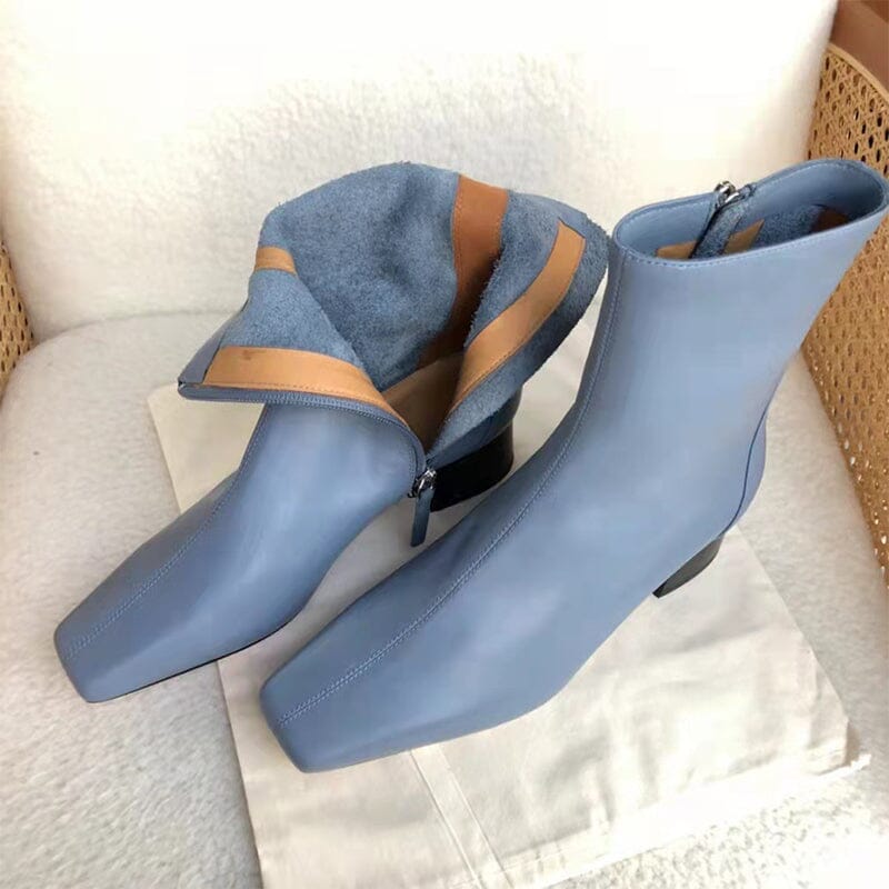 Classic Slimming Boots Elegant Glove-Like Ankle Boots Mid Heel Side Zipper Boots