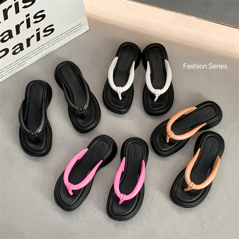 Women's Summer Thick-soled Two-color Matching Flip-flops Comfortable Sandals