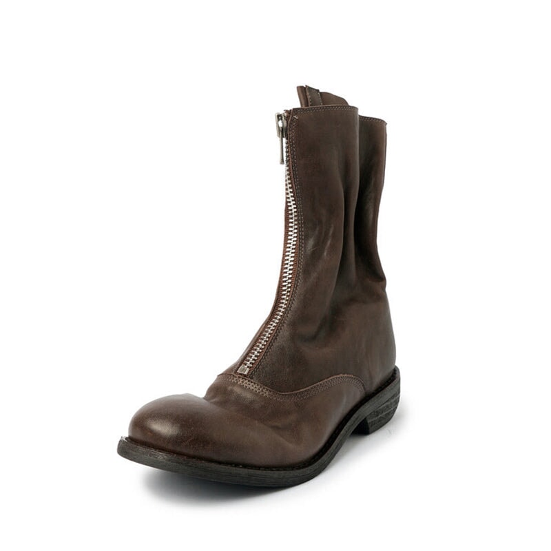 Handmade Leather Ankle Boots Comfortable Walking Round Boots Brown/Black/Red/Beige/Grey