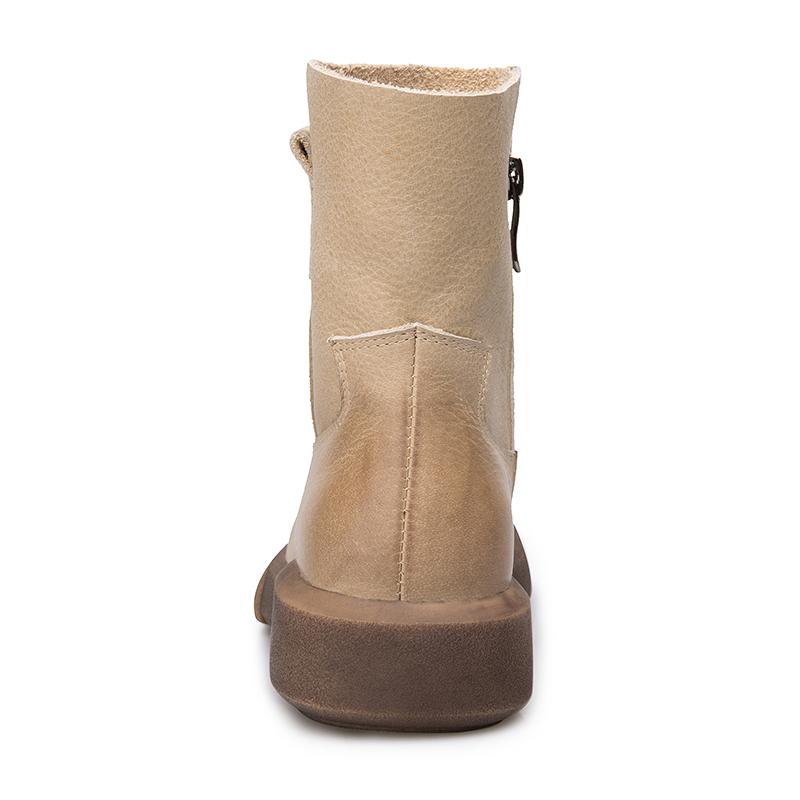 Waxing Leather Short Boots for Winter Side Zipper Chelsea Boots Black/Coffee