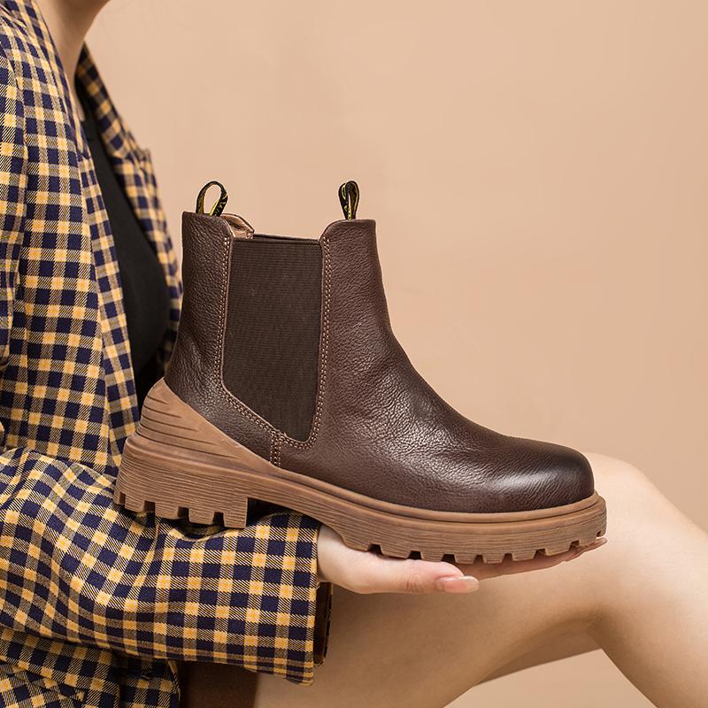 Leather Chelsea Boots Handmade Designer Ankle Boots Black/Coffee