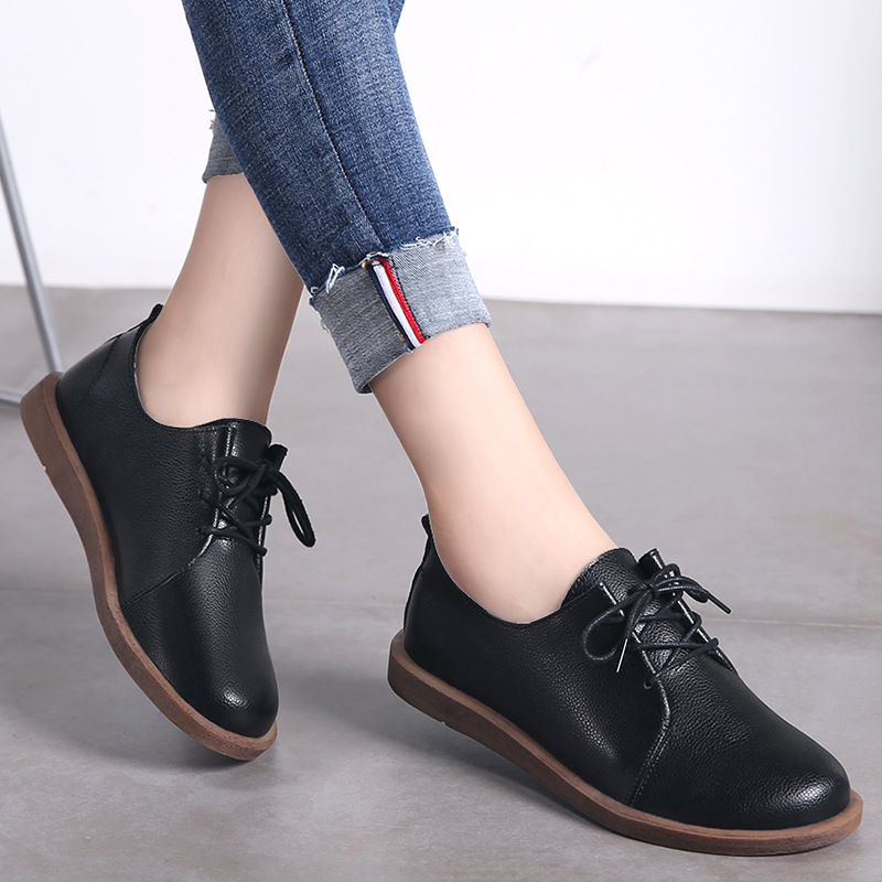 Women Coze Vegan Leather Lace Up Flat Shoes