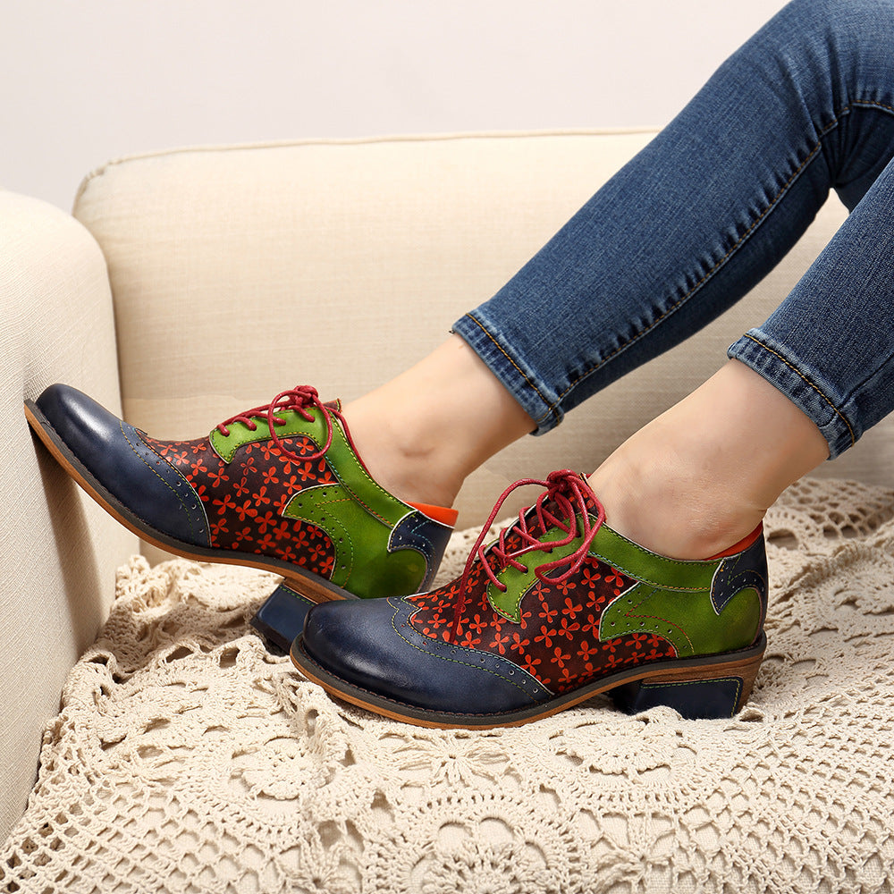 Wonderland Medium Heel Brogue Leather Shoes