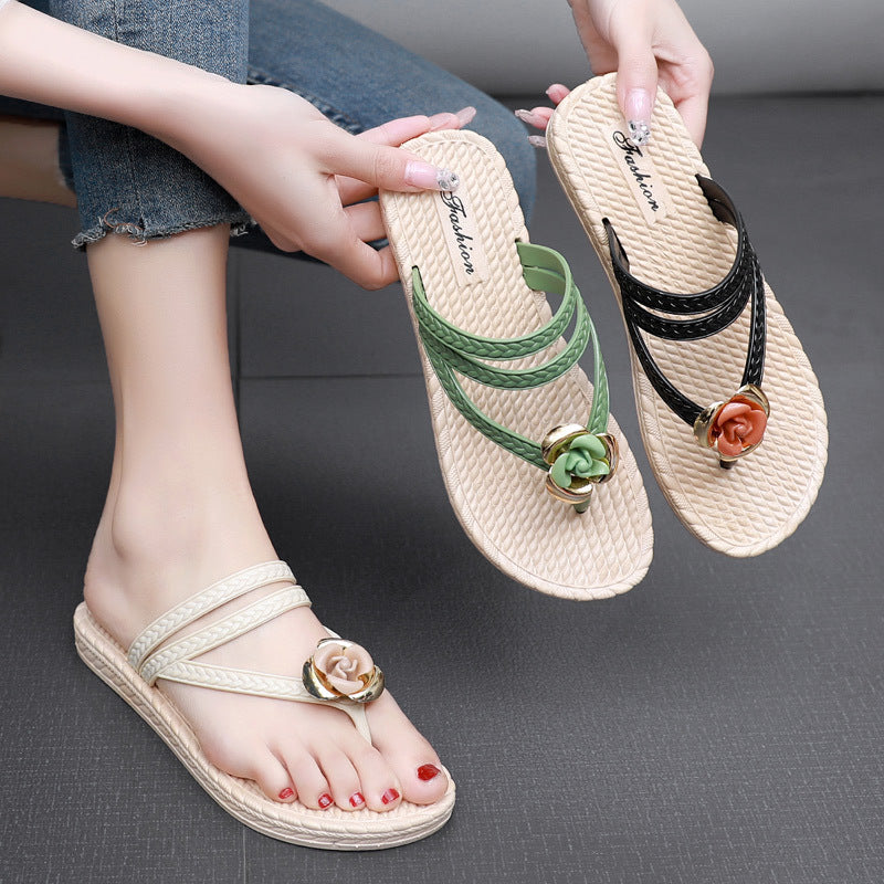 Women's Outer Fashion Summer Flowers Flip-flops Plastic Sandals
