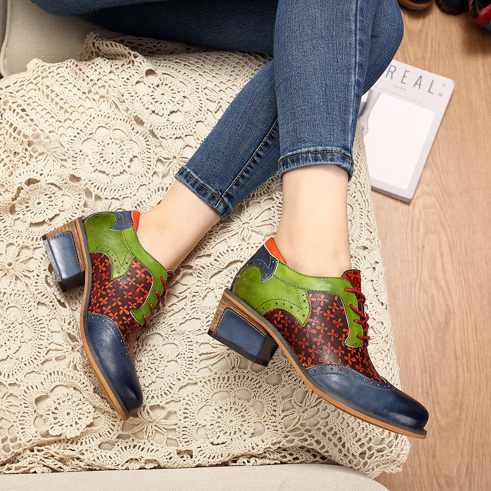 Wonderland Medium Heel Brogue Leather Shoes